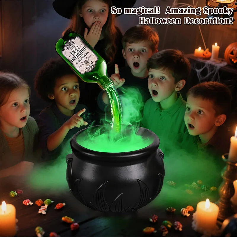 Halloween Witch Cauldron With LED Light Fog Mist Maker