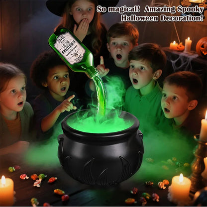 Halloween Witch Cauldron With LED Light Fog Mist Maker