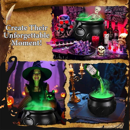 Halloween Witch Cauldron With LED Light Fog Mist Maker