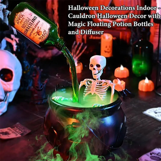 Halloween Witch Cauldron With LED Light Fog Mist Maker