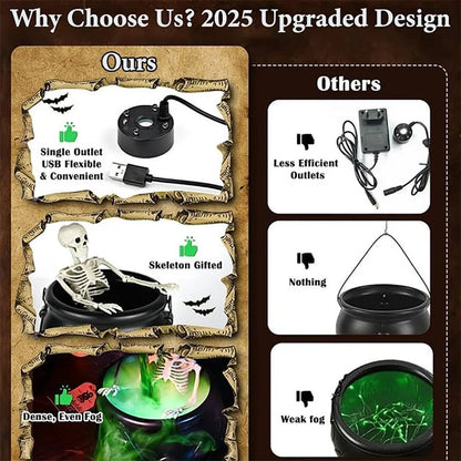 Halloween Witch Cauldron With LED Light Fog Mist Maker